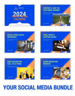Your Social Media Success Bundle Includes The Content Calendar, Content X, Quick References, Viral Video & Caption Hooks, High-Converting CTAs and the ASOM Marketing Insiders Group Access Your Social Media Success Bundle Includes The Content Calendar, Content X, Quick References, Viral Video & Caption Hooks, High-Converting CTAs and the ASOM Marketing Insiders Group Access